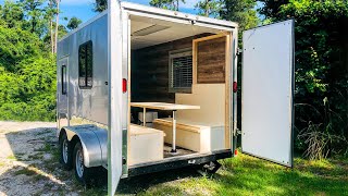 Cargo Trailer RV Conversion / Bed and Toilet