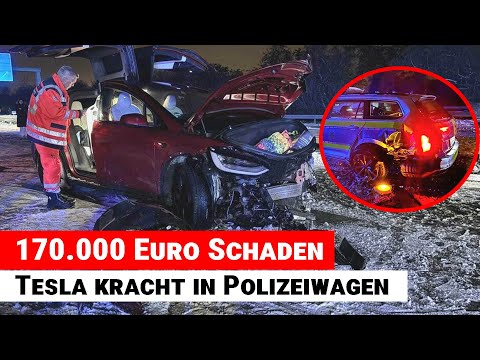 A9 Schkeuditzer Kreuz: Tesla crashes into police car – €170,000 damage