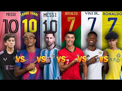 Comparison: Ronaldo vs Messi vs Yamal vs Vinícius vs Ronaldo Jr vs Thiago Messi | 10 vs 7 ⚽