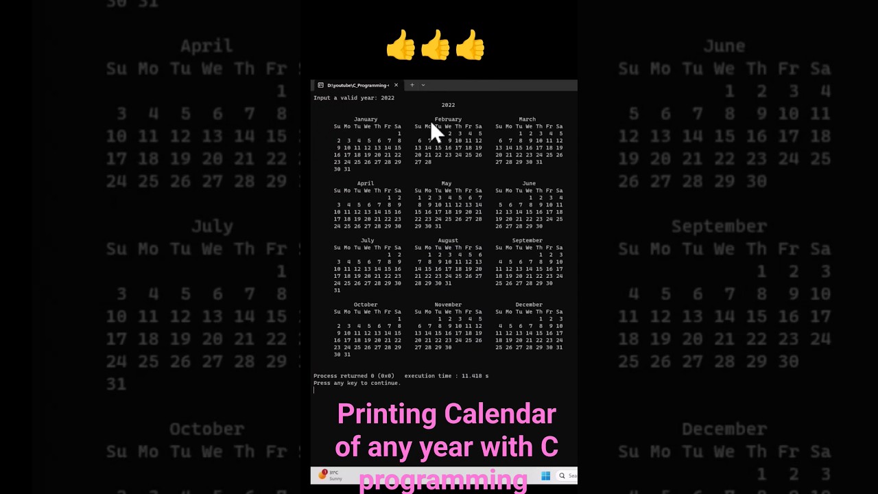 Become a Pro Programmer: Print a Calendar in C Like a Boss! #coding