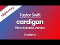 cardigan - Taylor Swift - Piano Karaoke Instrumental - Higher Key