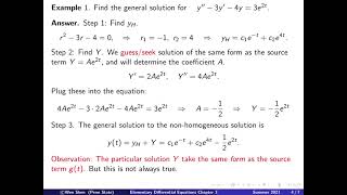 Video3-13: non-homogeneous equation, introduction, g=ae^{bt}. Elementary Differential Equations