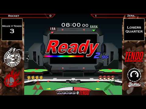 Melee @ Tendo #3 SSBM - Rocket (Young Link) vs Zera (Marth) - Smash Melee Losers Quarter