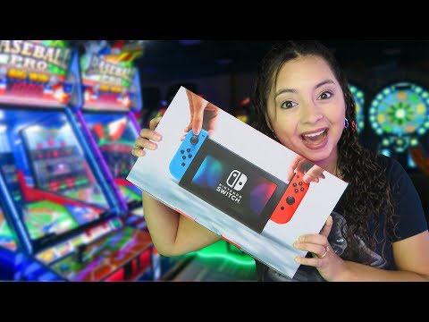 We won a Nintendo Switch at the arcade!