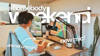 🎮 homebody vlog: a cozy day at home — desk upgrades w/ new fifine mic, acnh island tour + study