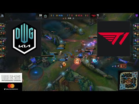 T1 Smashes DK in Team Fight Mid and Gets the Baron - Game 3 Semifinals Highlights Worlds 2021