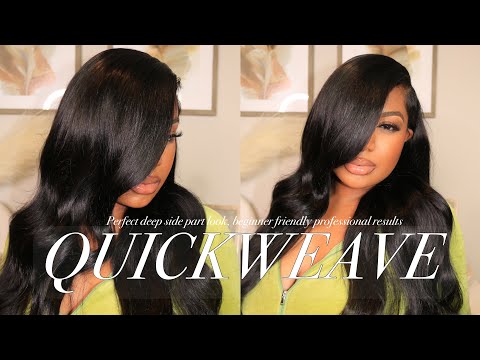 DEEP SIDE PART QUICK-WEAVE TUTORIAL! NATURAL RESULTS...