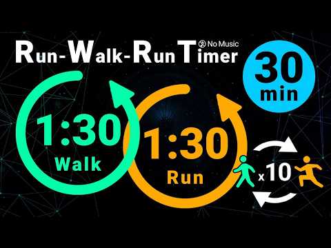 30-Minute Run-Walk-Run Timer: 90s Walk / 90s Run (No Music)