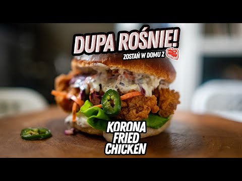 KORONA FRIED CHICKEN - Smażony kurczak + coleslaw + ziemniaczana bułka | DUPA ROŚNIE!