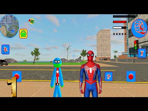 Us Captain Spider Stickman Game - Spider-StickMan Rope Hero Gangstar City #1 - Android Gameplay