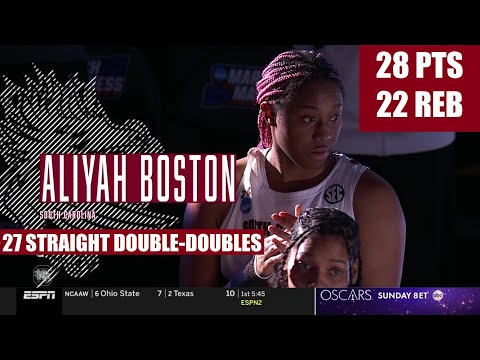 Aliyah Boston's MONSTER 20-20 Game Leads #1 South Carolina Over #5 UNC To The Elite 8! #MarchMadness