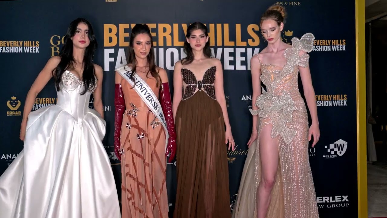Four Models pose on the red carpet after the runway show at @bhfw.us