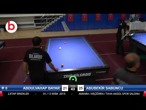 ABDULVAHAP BAYAR & ABUBEKİR SABUNCU Bilardo Maçı - 2019 TÜRKİYE KUPASI 2.ETAP ERKEKLER-2.ÖN ELEME