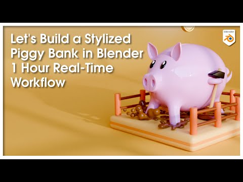 Let's Build a Stylized Piggy Bank in Blender | 1 Hour Real-Time Workflow