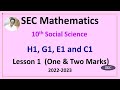 CLASS 10 Social Science Lesson 1 H1 G1 E1 C1 Question Paper 2022 2023 TN