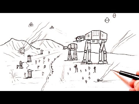 How to draw a Star Wars Battle scene | War scene drawing