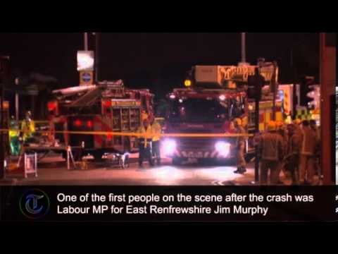 Police helicopter crashes into busy Glasgow pub