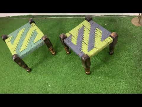 Handwoven Multicolor Square Khat/Cot(Set Of 3)