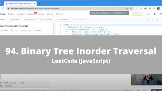 YouTube video 'How To Solve "94  Binary Tree Inorder Traversal" on LeetCode - JavaScript Easy'