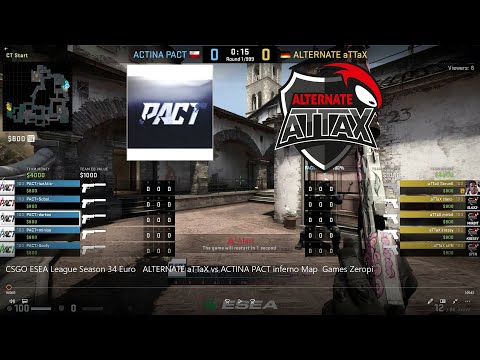 CSGO ESEA League Season 34 Europe  ALTERNATE aTTaX vs ACTINA PACT inferno Map | Games Zeropi