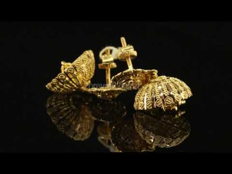 Beautiful Long Jhumka Style Solid Gold Earring For Ladies Forever22karat # E5969