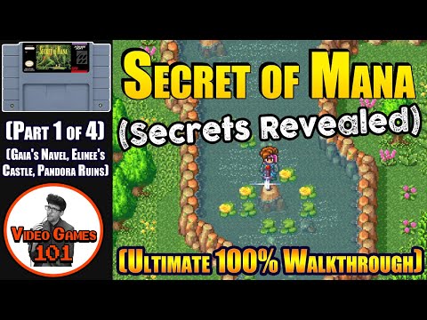 Secret of Mana Walkthrough | Part 1 of 4 (Gaia's Navel, Elinee's Castle, Pandora Ruins) | 100% Guide
