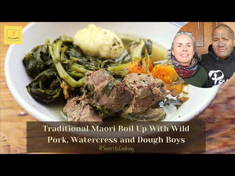 Traditional Maori Boil Up with Wild Pork, Watercress, and Doughboys