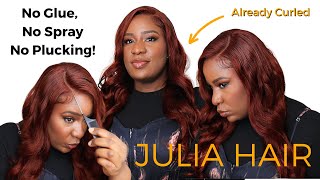 NEW WIG, NEW ME! Gorgeous Reddish Brown Precut, Pre Curled Wig from JULIA HAIR