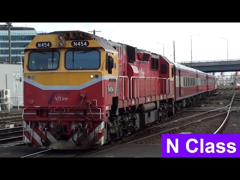 V/Line N Class locomotive hauled trains at Southern Cross Station (2012) - Melbourne Transport