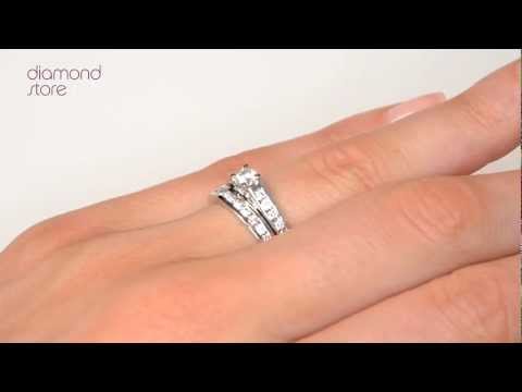 SDN3229 - Steeple Diamond 0.86ct And Platinum 2 Ring Bridal Set