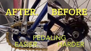 BEACH CRUISER REAR SPROCKET CHANGE TO MAKE IT EASIER TO PEDAL & CHAIN REPLACEMENT W OR WO MASTERLINK