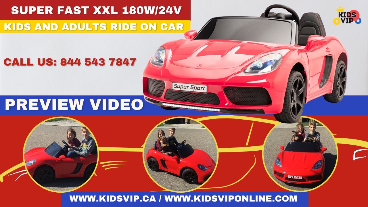 2 Seater XXL Sport Kids Ride on Car, Fastest and Biggest Kids Car 24v /180w motors, Almost Real Car