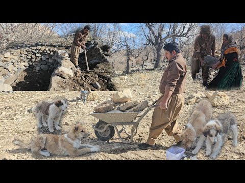 Hard nomadic life Fayez and Fariba | Build a warm shelter for puppies 🐶 Lovely in nature 🌳