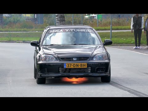 CRAZY CARMEET with MODIFIED Cars | Burnout, Launch Controls, Boosted Cars, Flames and Bangs