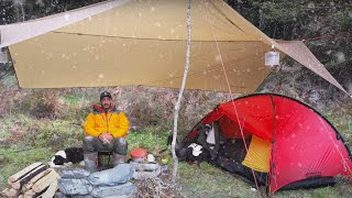 CAMPING in the RAIN and SNOW - Tent - FREEZING - D