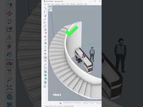 SketchUp tutorial ✨Designed this curved staircase in SketchUp! A perfect blend of form and function.
