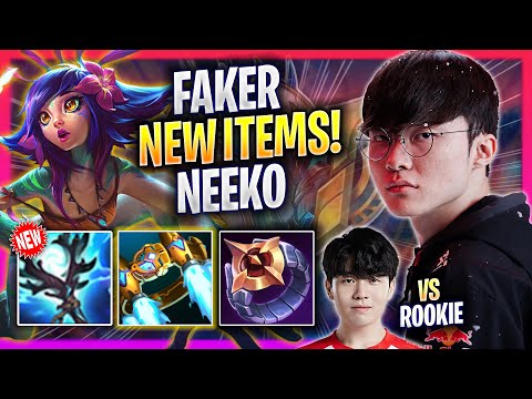 FAKER TRIES NEEKO WITH NEW ITEMS vs ROOKIE! - T1 Faker Plays Neeko MID vs NIP Rookie Leblanc!