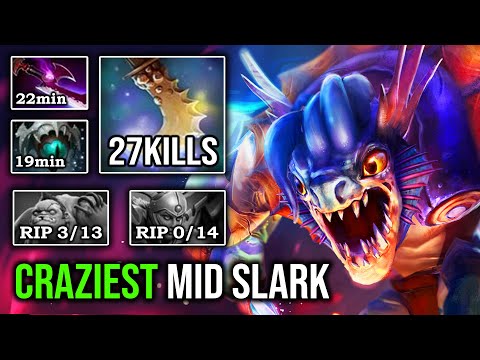 CRAZIEST 7.27 META SLARK MID Rekted Legion 0/14 with Extremely AGGRESSIVE Pounce 9K MMR DotA 2
