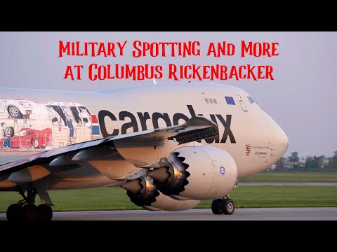 Beobachtung von Militärflugzeugen und Frachtflugzeugen in Columbus Rickenbacker. Cargolux-Schnitt...