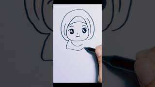 Download lagu menggambar mudah untuk Anak-anak || anak perempuan pakai hijab mp3