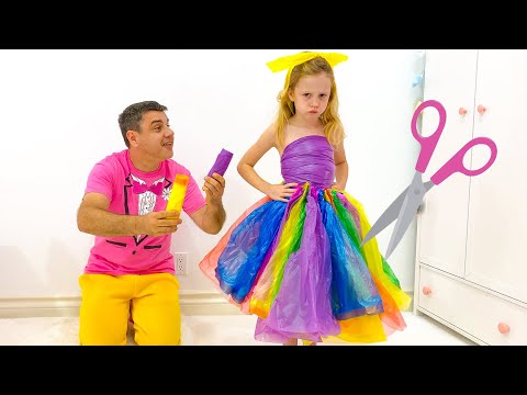 Nastya y papá hacen vestidos nuevos para fiesta de princesas