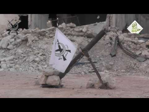 استهداف نقاط تمركز قوات النظام في طريق الكاستيلو بواسطة مدفع محلي الصنع من قبل لواء المنتصر بالله