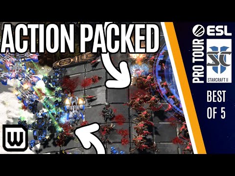 Starcraft 2 ESL: ACTION PACKED Terran vs Zerg! (HeroMarine vs Elazer)