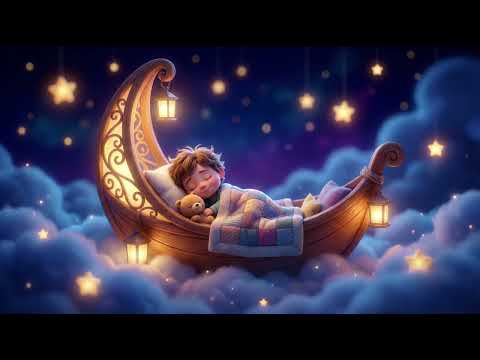 Moonboat Drift 🌜 | Gentle Bedtime Lullaby for Kids | Soft Sleep Music with Piano & Glockenspiel