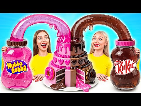 Pink Food vs Chocolate Food Challenge | Crazy Challenge by Multi DO Girls