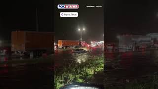 Dramatic Moment Shows Car Floating Down a Road in Waco, Texas