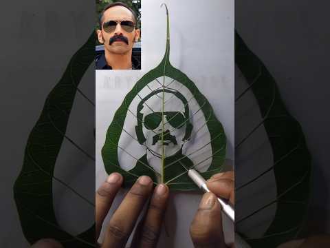 😱Fahadh Faasil 🔥🔥 drawing on leaf 🌿#aavesham #shorts #aryaart755 #leafart