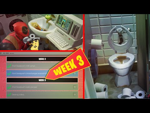 TOILET Locations and Plunger for Deadpool WEEK 3 Challenge in Fortnite