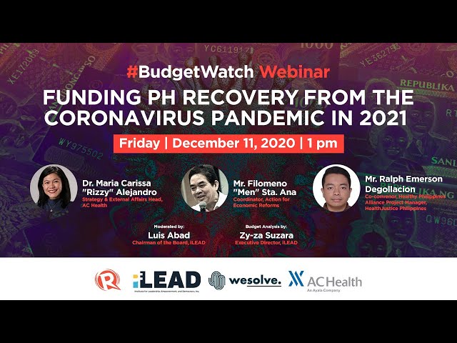 #BudgetWatch webinar: Funding PH recovery from the coronavirus pandemic in 2021