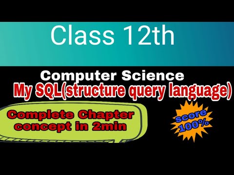 MySQL for class XII || SQL(Structure Query Language) nots pdf class 12 computer science
